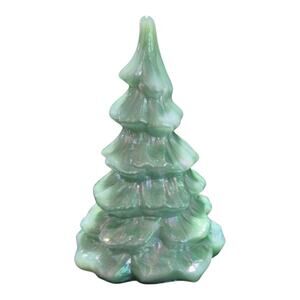 Fenton Glass CHRISTMAS TREE Jadeite Green Milk Slag 4.25" Figurine Holiday Decor